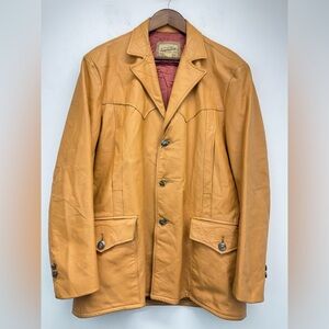 Vintage Appalachian size 42 Men’s Tan Leather Button Up Western Blazer Jacket